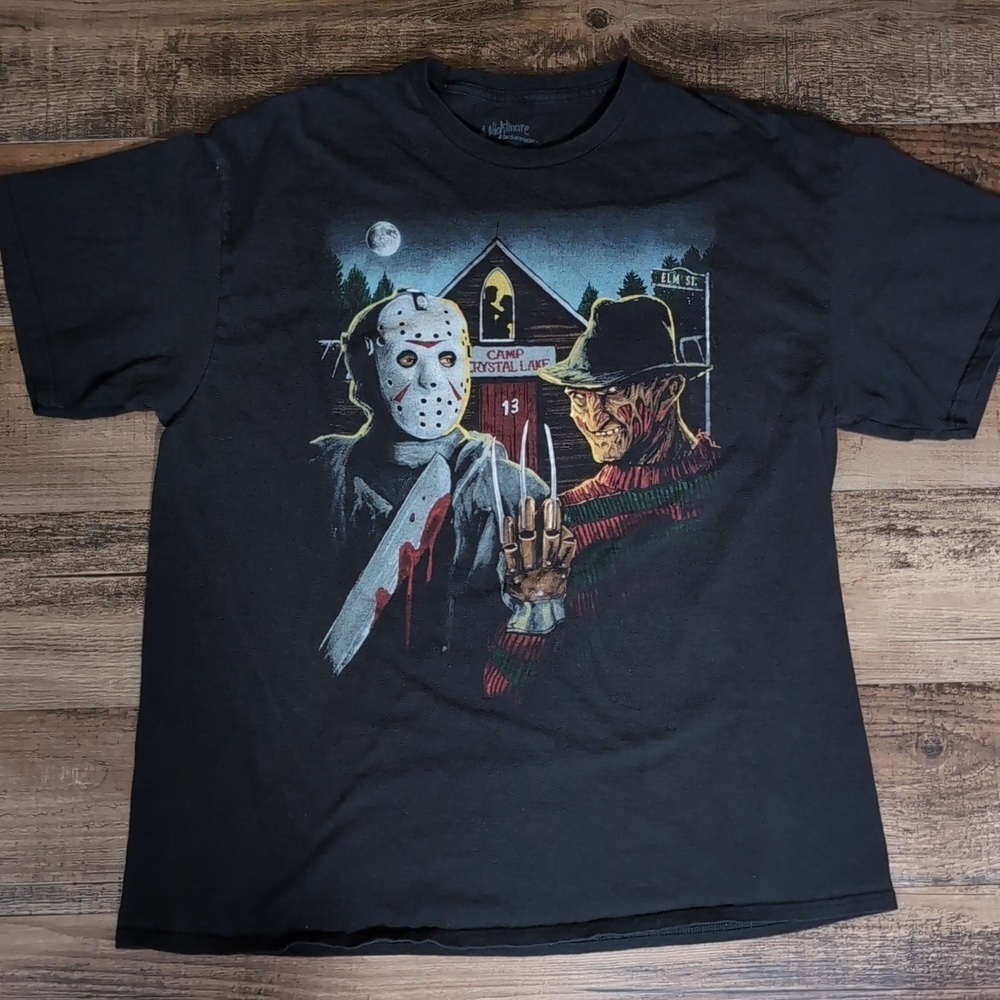 Vintage Freddy VS Jason Nightmare on Elm Street Horror T-shirt Size XL In Black